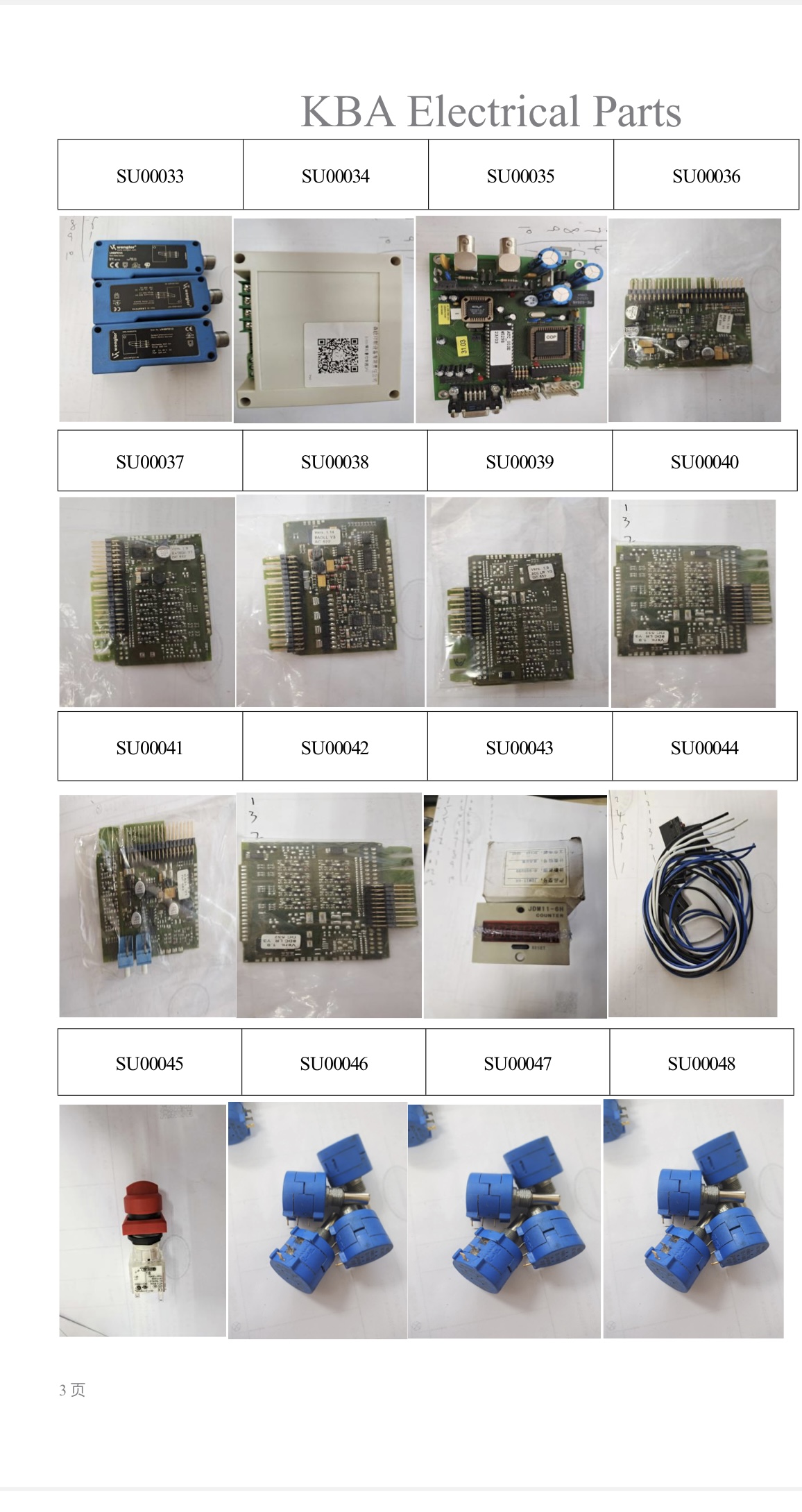 KBA Electrical and Mechanical Parts Catalog