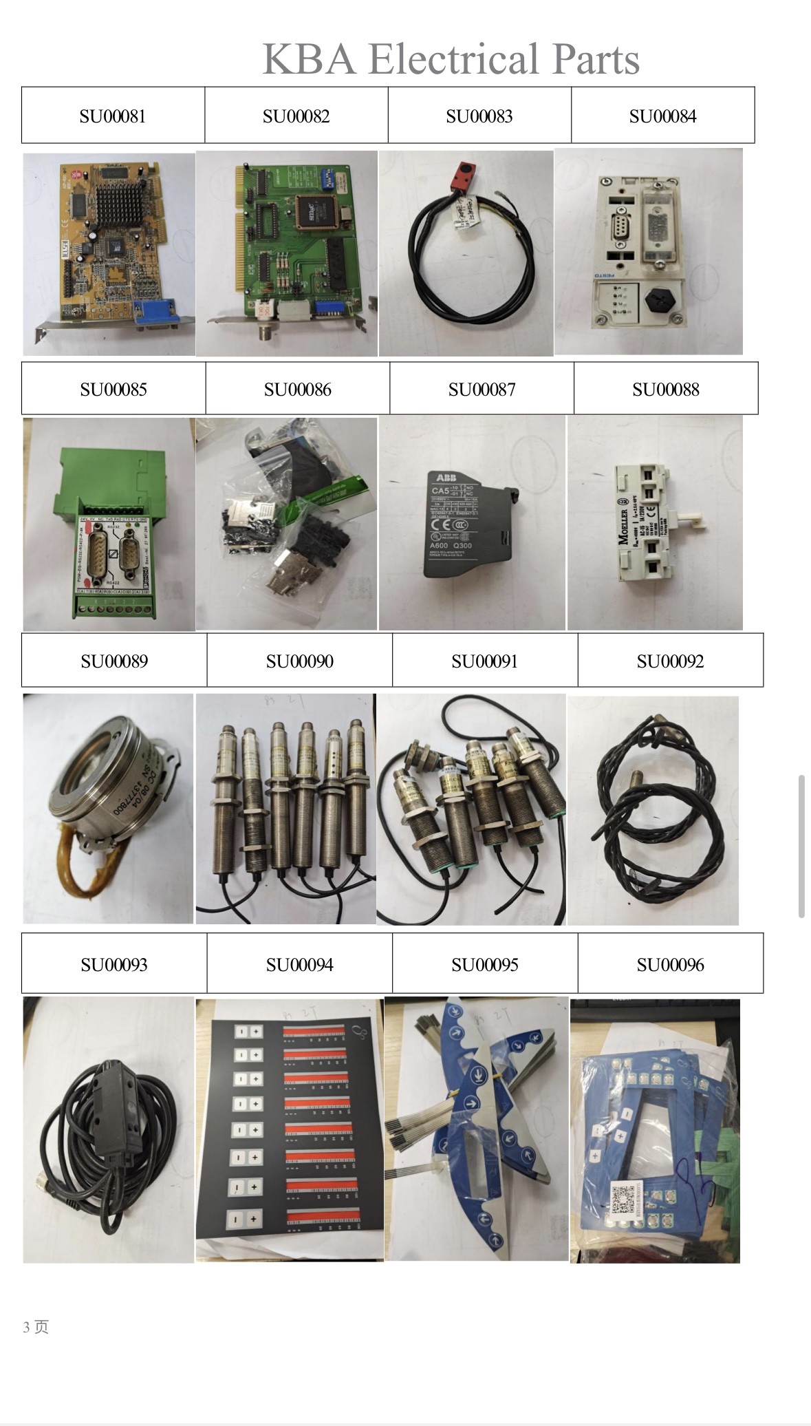 KBA Electrical and Mechanical Parts Catalog