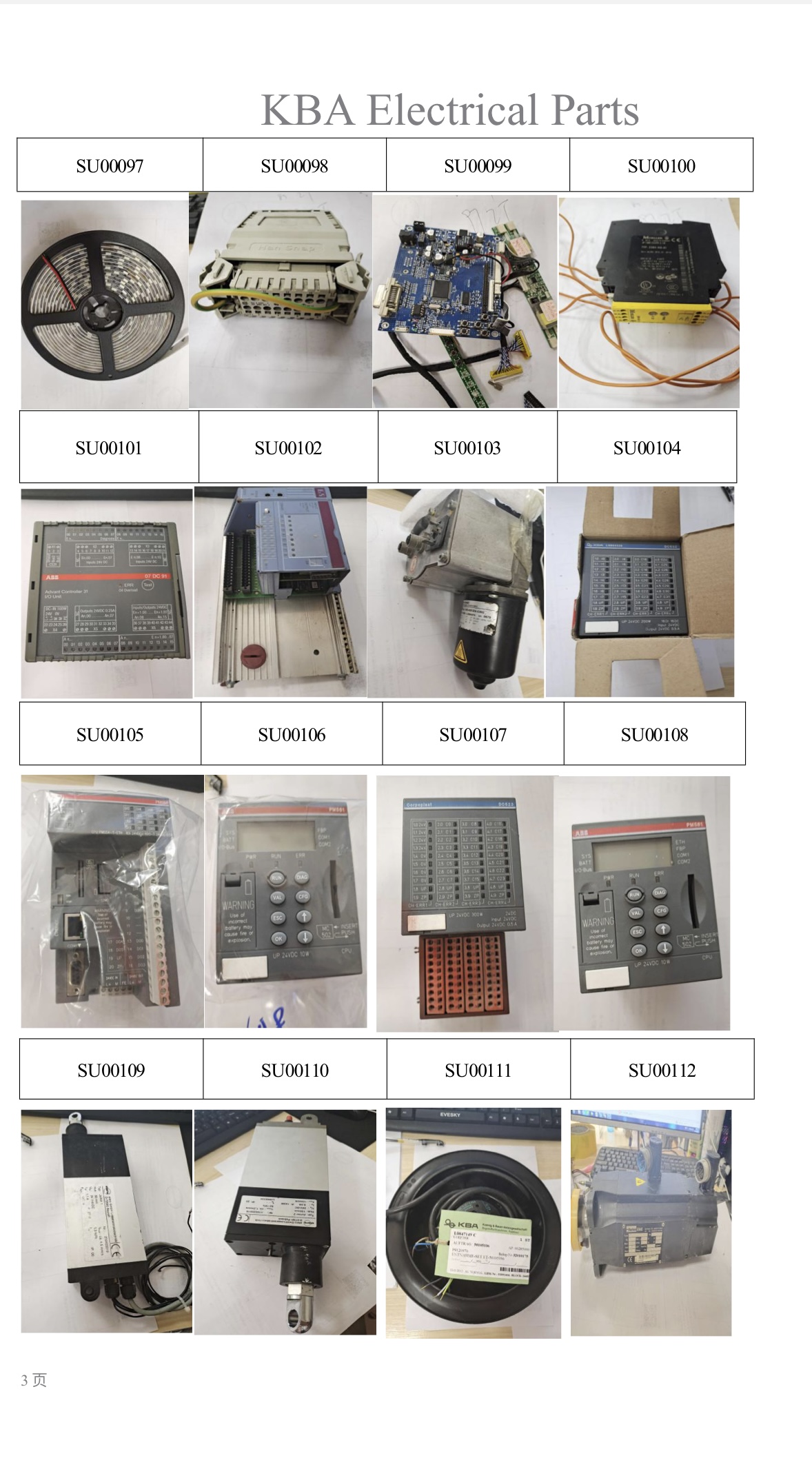 KBA Electrical and Mechanical Parts Catalog
