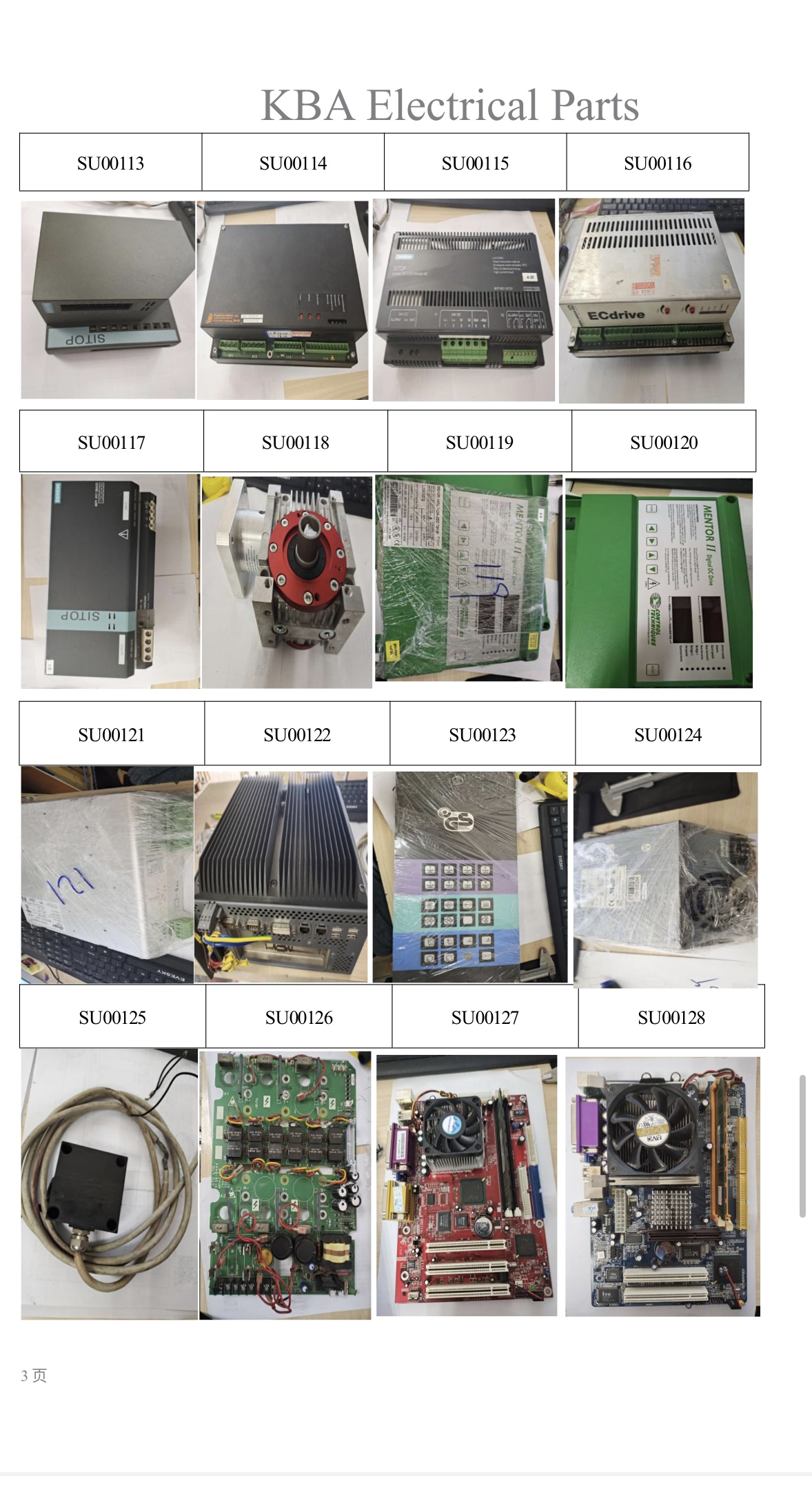 KBA Electrical and Mechanical Parts Catalog