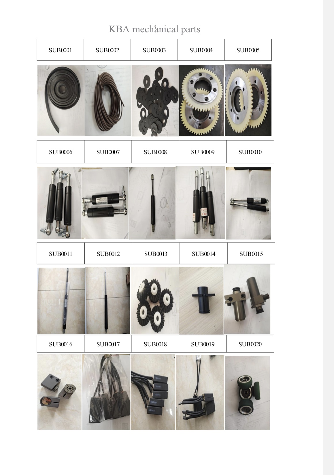 KBA Electrical and Mechanical Parts Catalog