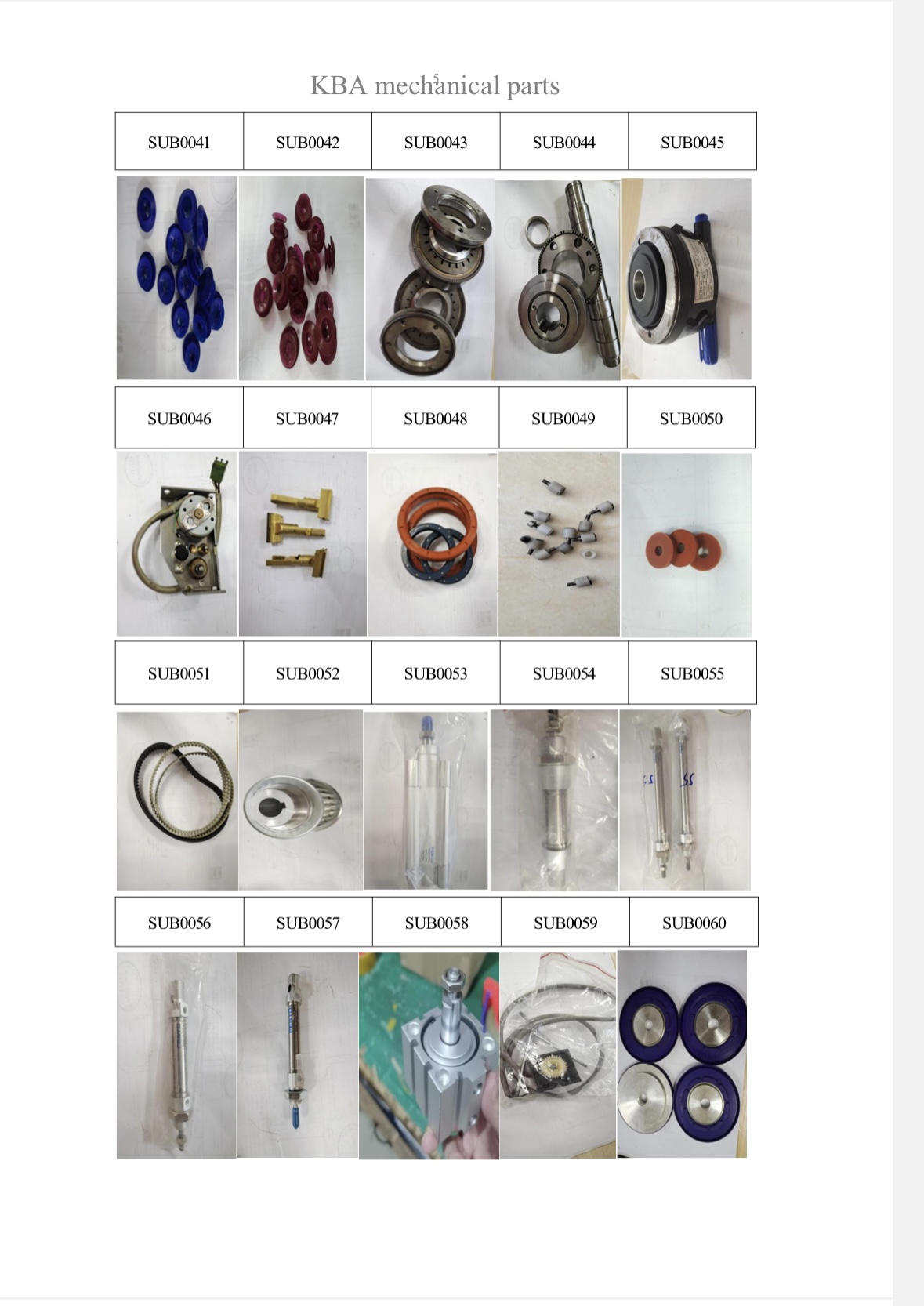 KBA Electrical and Mechanical Parts Catalog