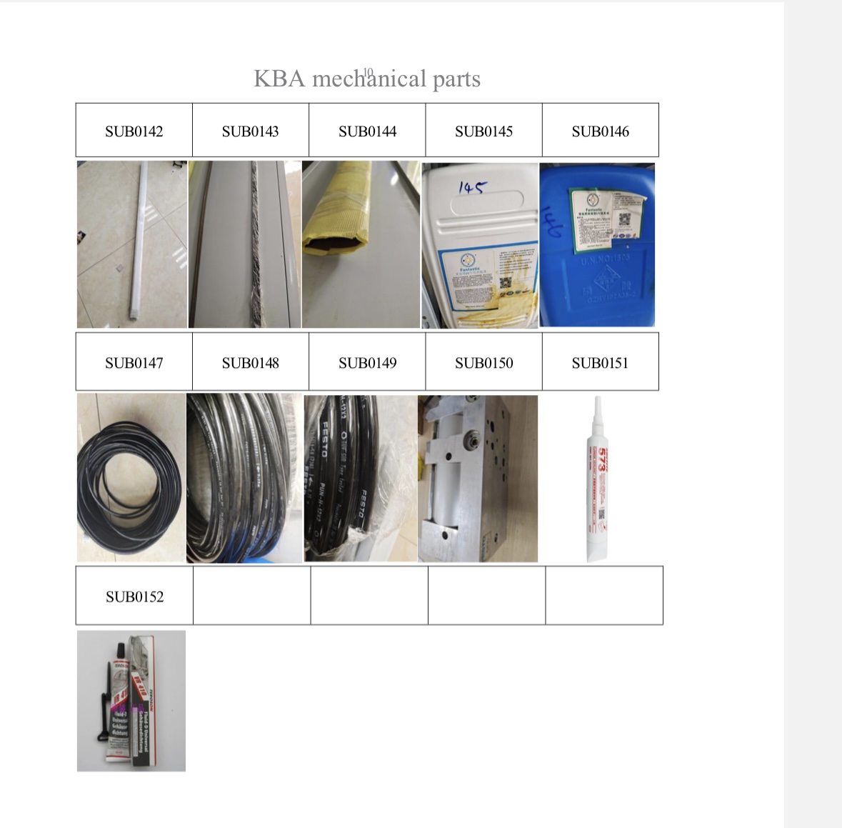 KBA Electrical and Mechanical Parts Catalog