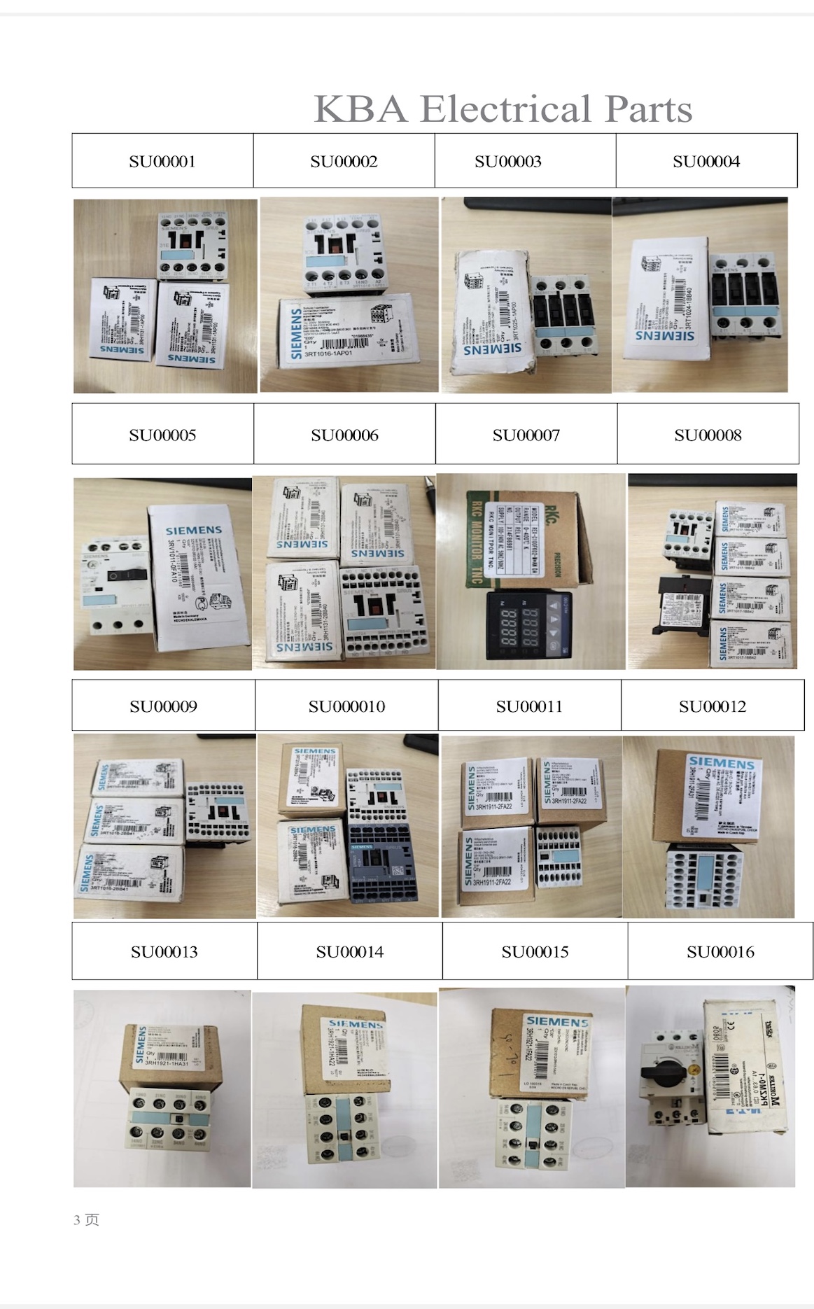 KBA Electrical and Mechanical Parts Catalog
